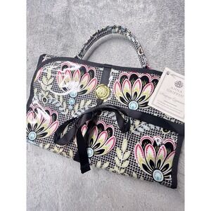 Anna Griffin Large Cosmetic Bag Floral Print  PVC Coated Cotton Floral‎ Roll Up